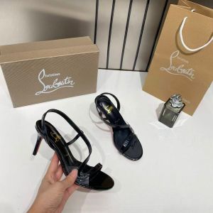 Christian Louboutiin Rosa Z Design Black Patent Leather Strappy High-heel Slingback Sandals Heels With OG Box Black